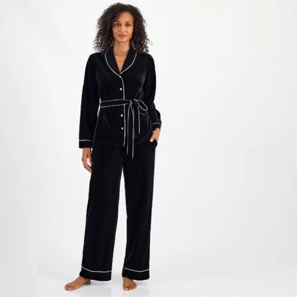 new I.N.C. International Concepts DEEP BLACK Velvet Pajama Set in Women's Sz XXL